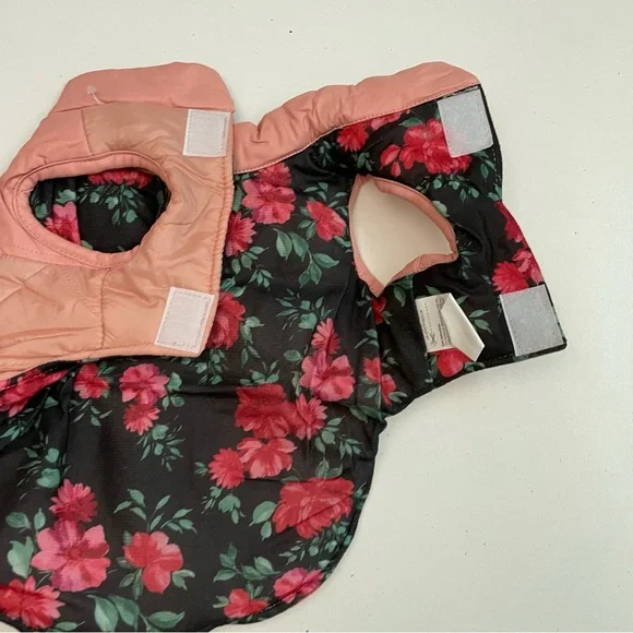 Youly Dog Pet Animal Outfit The Heir Puffer Vest Bow Reversible Floral Pink - Picture 2 of 9